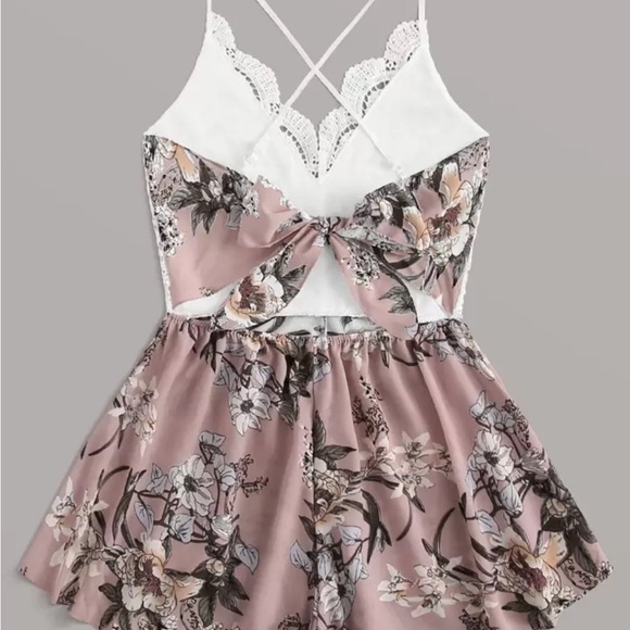 SHEIN White Lace Floral Romper - Picture 2 of 14